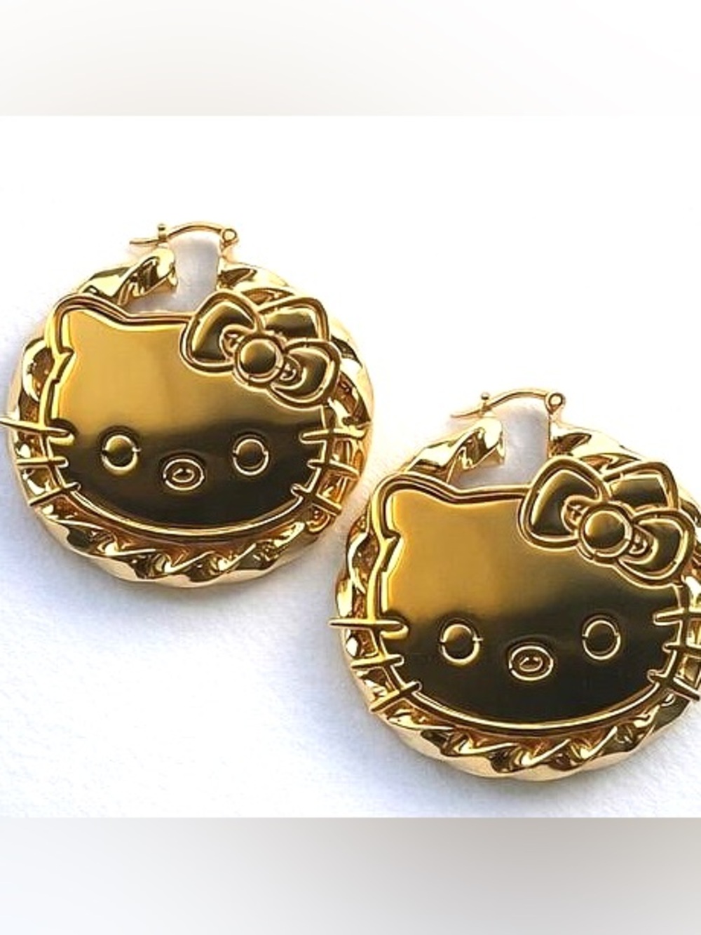 Hello Kitty Gold Tone Dangle Earrings